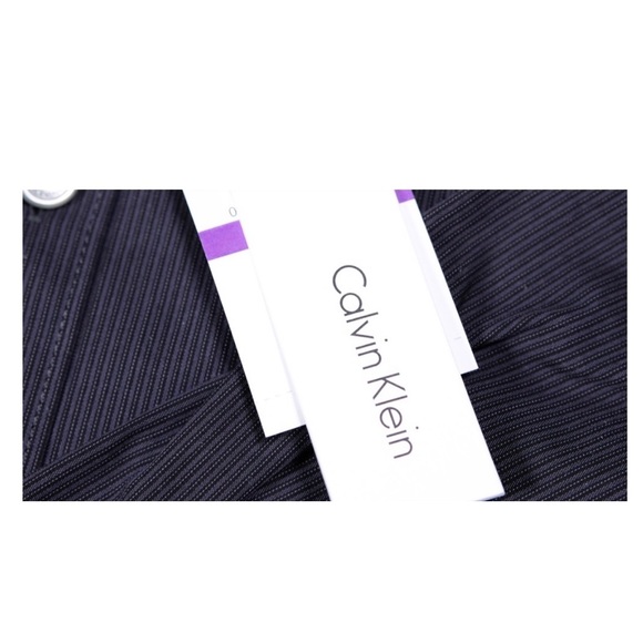 CK Men Classic Fit Non-Iron Ministripe Black Shirt - Picture 6 of 7